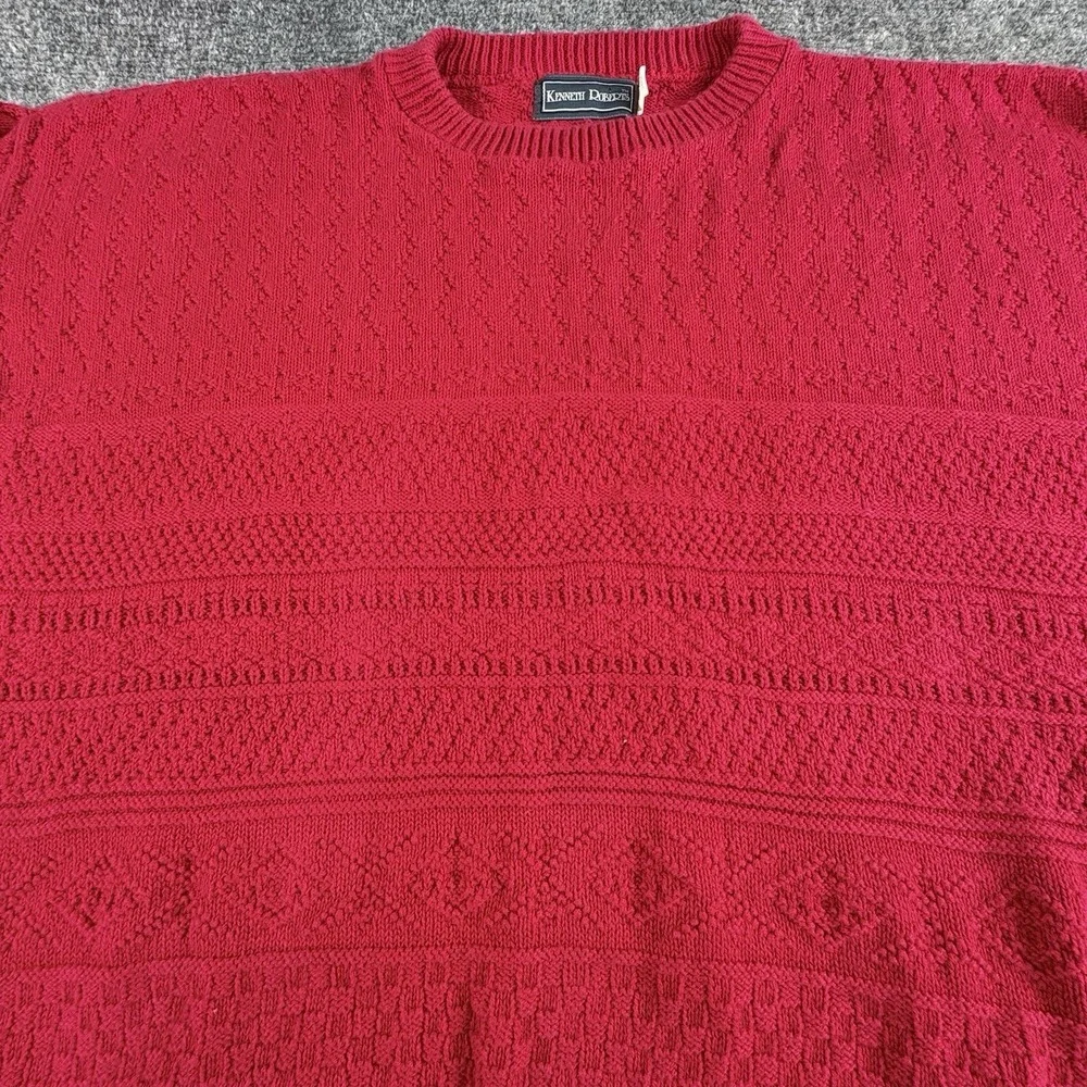 Vintage 80s Kenneth Roberts Sweater Mens L Red Preppy Academia Grandpa Baggy 90s